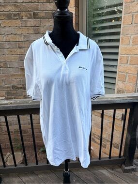 BEN SHERMAN White Classic Short Sleeve Polo Shirt Top Men’s Size Medium